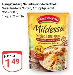 Globus Hengstenberg Sauerkraut oder Rotkohl Angebot