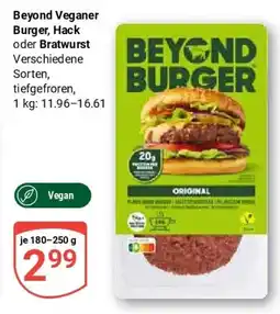 Globus Beyond Veganer Burger, Hack oder Bratwurst Angebot