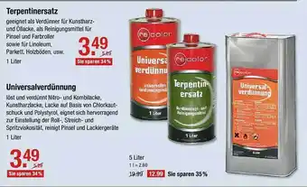 V Baumarkt Recolor Terpentinesatz Oder Universalverdünnung Angebot