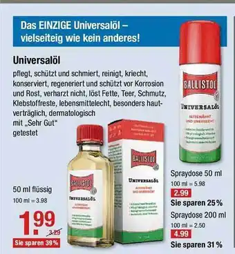 V Baumarkt Ballistol Universalöl Angebot