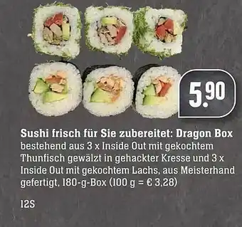 Scheck-in-Center Sushi frisch für Sie zubereitet: Dragon Box Angebot