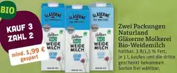 tegut Zwei Packungen Naturland Gläserne Molkerei Bio-Weidemilch Angebot