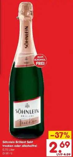 Netto Marken-Discount Söhnlein Brillant Sekt trocken oder alkoholfrei Angebot