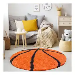 Netto Marken-Discount Kinderteppich MATREI, mit Basketball-Motiv, Orange, Ø 120 cm Angebot