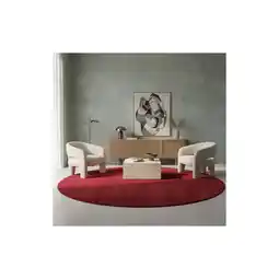 Netto Marken-Discount Teppich Kurzflor Waschbar LECH in Rot, einfarbig, Ø 120 cm Angebot