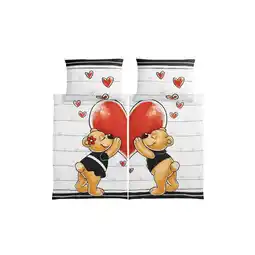 Netto Marken-Discount Mikrofaser-Partnerbettwäsche in Bären- & Herz-Design - 2er Set Angebot