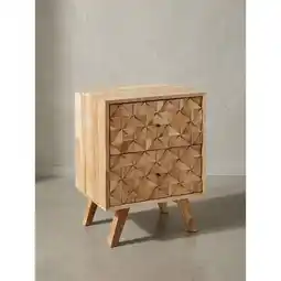 Netto Marken-Discount Nachttisch – Akazie Massivholz, 44x61x35cm, hoch, 2 Schubladen, Landhausstil Angebot