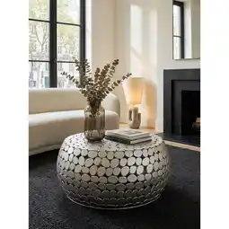 Netto Marken-Discount Couchtisch Rund 66x66x32 cm in Silber aus Metall im Modernen Design Angebot
