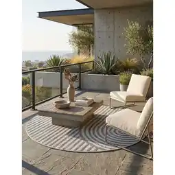 Netto Marken-Discount Outdoor-Teppich Boho-Bögen Grau 160x160 cm Wetterfest Angebot