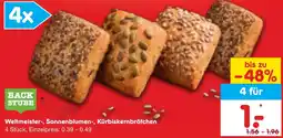 Netto Marken-Discount BACK STUBE Weltmeister, Sonnenblumen, Kürbiskernbrötchen Angebot