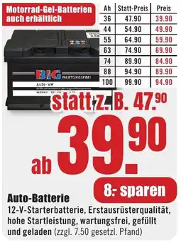 B1 Discount Baumarkt BIG Auto-Batterie Angebot