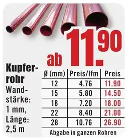 B1 Discount Baumarkt Kupferrohr Angebot
