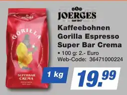 K+B Expert JOERGES Kaffeebohnen Gorilla Espresso Super Bar Crema Angebot