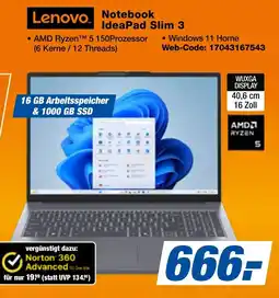 expert Techno Land Lenovo Notebook IdeaPad Slim 3 Angebot