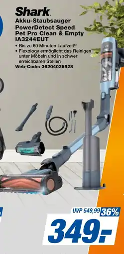 expert Techno Land Shark Akku-Staubsauger PowerDetect Speed Pet Pro Clean & Empty Angebot