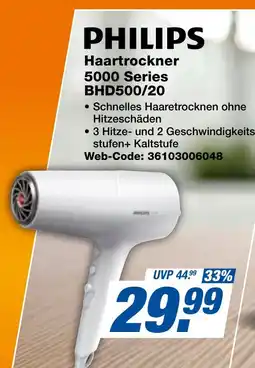 expert Techno Land PHILIPS Haartrockner 5000 Series BHD500/20 Angebot
