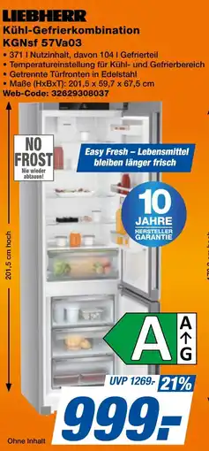 expert Techno Land LIEBHERR Kühl-Gefrierkombination KGNsf 57Va03 Angebot