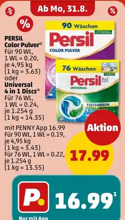 PENNY Persil Color Pulver oder Universal 4 in 1 Discs Angebot
