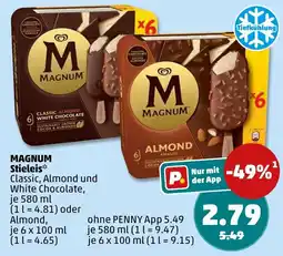 PENNY MAGNUM Stieleis Classic, Almond und White Chocolate Angebot