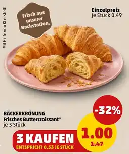PENNY BÄCKERKRÖNUNG Frisches Buttercroissant* Angebot