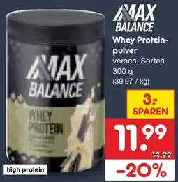 Netto Marken-Discount MAX BALANCE Whey Proteinpulver Angebot