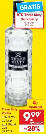Netto Marken-Discount Three Sixty Vodka Angebot