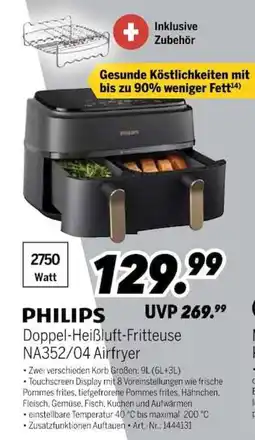 MEDIMAX PHILIPS Doppel-Heißluft-Fritteuse NA352/04 Airfryer Angebot