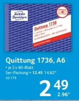 Selgros Quittung 1736, A6 Angebot