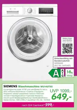 EP SIEMENS Waschmaschine WU14UT92 Angebot