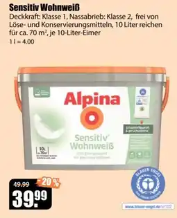 V Baumarkt Alpina Sensitive Wohnweiß Angebot