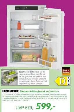EP LIEBHERR Einbau-Kühlschrank Ird 3900-22 Angebot
