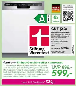 EP Constructa Einbau-Geschirrspüler CG61S02EBD Angebot