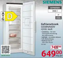 Selgros SIEMENS Gefrierschrank GS58NAWDV iQ500, Weiß Angebot