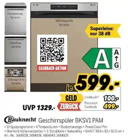 MEDIMAX Bauknecht Geschirrspüler BKS V1 PAM Angebot