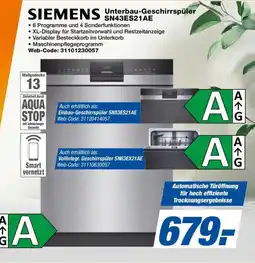 HEM Expert SIEMENS Unterbau-Geschirrspüler SN43ES21AE Angebot