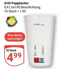 Globus OHO Pappbecher Angebot