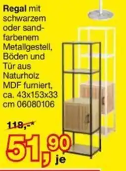 Opti Wohnwelt Regal mit schwarzem oder sandfarbenem Metallgestell, Böden und Tür aus Naturholz MDF furniert Angebot