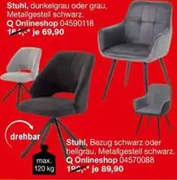 Opti Wohnwelt Stuhl, dunkelgrau oder grau, Metallgestell schwarz Angebot