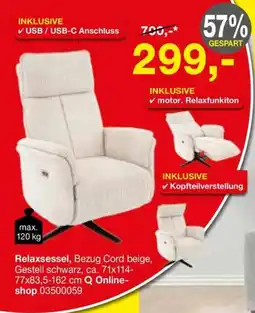 Opti Wohnwelt Relaxsessel, Bezug Cord beige Angebot