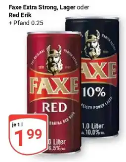 Globus Faxe Extra Strong, Lager oder Red Erik Angebot