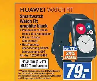 Expert Technomarkt Huawei Watch Fit Smartwatch Graphite Black Angebot