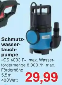 Jawoll Schmutzwasser-Tauchpumpe »GS 4003 P« Angebot