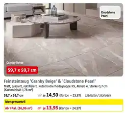 Bauhaus Feinsteinzeug 'Granby Beige' & 'Cloudstone Pearl' Angebot