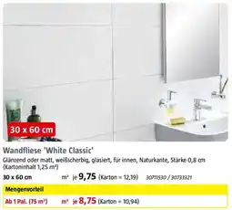 Bauhaus Wandfliese 'White Classic' Angebot