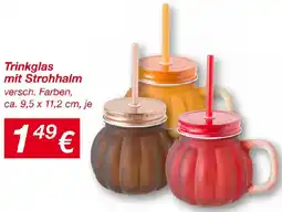 KiK Trinkglas mit Strohhalm Angebot