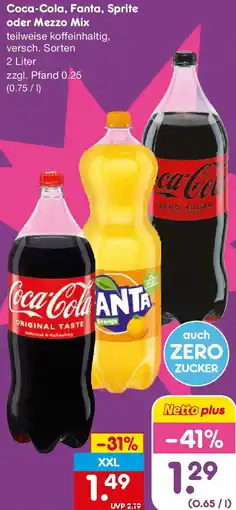 Netto Getränke Discount Coca-Cola, Fanta, Sprite oder Mezzo Mix Angebot