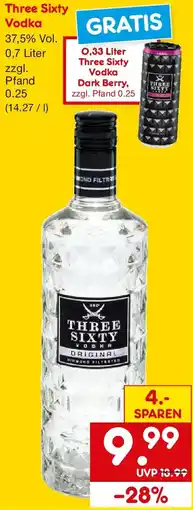 Netto Getränke Discount Three Sixty Vodka Angebot