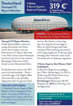 ALDI Nord Reisen Deutschland Heimspiel FC Bayern München Angebot