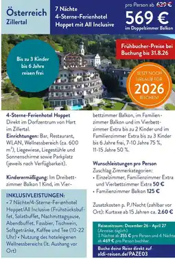 ALDI Nord Reisen Österreich Zillertal Angebot