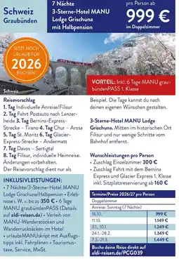 ALDI Nord Reisen Schweiz Graubünden Angebot